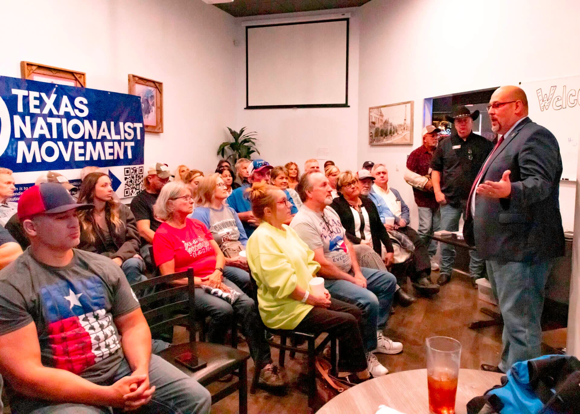 Texans gathered at a Texas Nationalist Movement meeting.